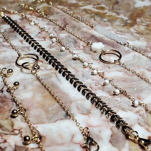 Elegant Dainty Gold Tone and White Stackable Women's Bracelets